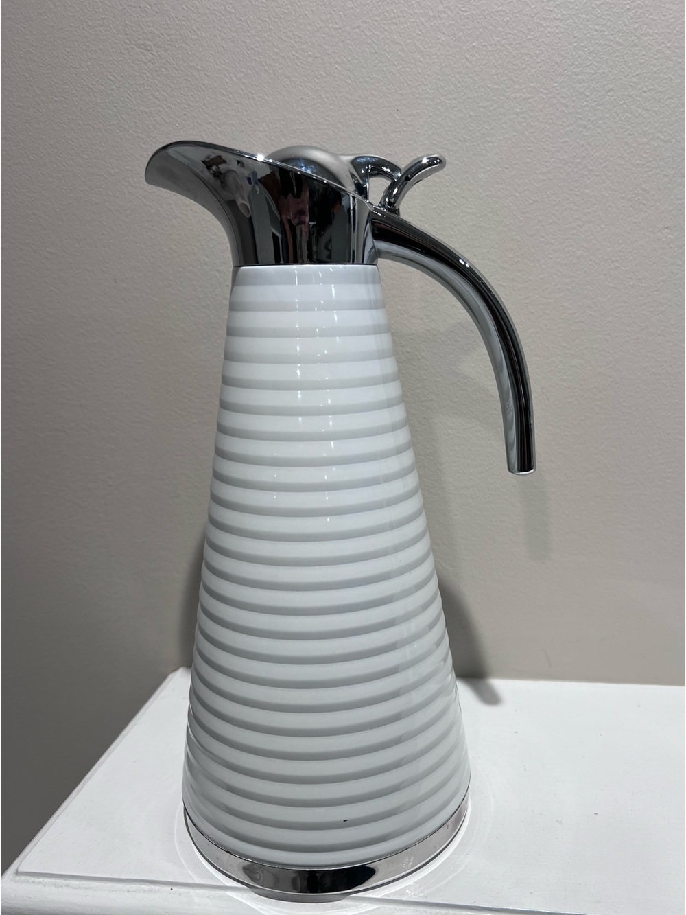 Vintage 1970s Balduzzi Italy White Chrome Thermal Coffee Carafe Pitcher MCM